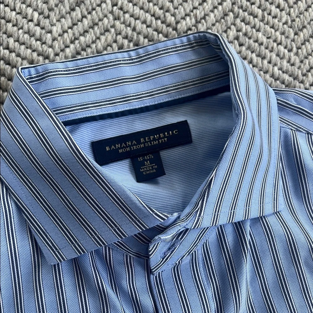 Banana Republic Light Blue Striped Dress Shirt